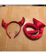 NEW Devil Costume Accessories Pin On Tail and Red Devil Ears Headband - €8,58 EUR