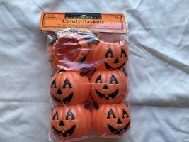 Vintage Amscan Mini Party Halloween Party 6 Pumpkin Orange Black NOS - $10.99