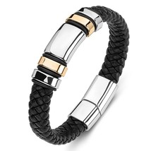 Trendy Braided Leather Rope Bracelet for Men Bangles Punk Rock Handmade Jewelry  - £16.68 GBP