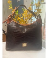 Dooney &amp; Bourke Embossed Lizard Hobo Shoulder Bag In Brown Leather - $103.77 CAD