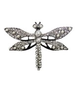 Talbots Silvertone Dragonfly Pearl &amp; Clear Rhinestone Pin Brooch Bug Ins... - €7,69 EUR