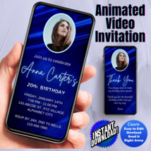 Any Age Invite, Blue Wave Digital Invitation, Video Invite, Animated Inv... - £4.68 GBP