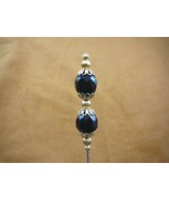 U-255-6 faceted Black onyx 2 bead gold brass hatpin Pin hat pins JEWELRY... - £8.17 GBP