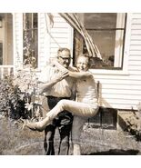 1930s Real Photo Older Couple American Flag Polaroid Instant Picture E83D - €25,70 EUR