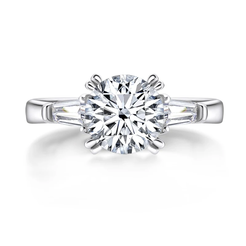 Classic 925 Solid  Silver 2 Carat Round Cut 3 Stone Ring for Women Wedding Engag - $64.83