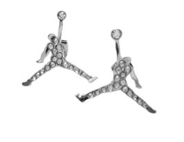 NEW MICHAEL JORDAN SILVER - PLATED PAIRS STUD EARRINGS JUMPMAN JUMP MAN  - $14.80