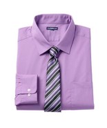 Croft &amp; Barrow Dress Shirt Tie Purple M 15.5-16 34/35 Men Fitted Stretch... - £20.39 GBP