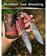 VG10 Damascus Steel Blade Ball Bearing Pocket Knife Tactical Flipper Woo... - $110.88