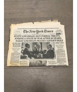 Egypt &amp; Israel Sign Formal Treaty New York Times March 27 1979 WORN Sada... - $40.00