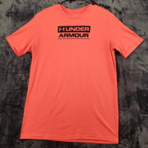 Under armour T Shirt Men Size Medium Orange Short Sleeve Crew Neck Logo ... - £7.82 GBP