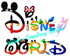 Disney World Word Machine Embroidery Filled Design Instant Download - £3.21 GBP