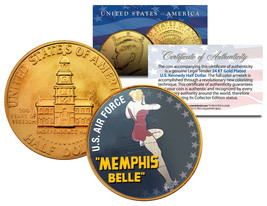 1976 Bicentennial Jfk Half Dollar * Ww Ii Memphis Belle* 24K Gold Plated Coin - $8.56