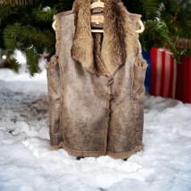 Scully Faux Fur faux leather Vest tan Brown Size Large polyester/acrylic - $43.56