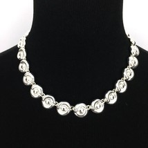 MONET vintage embossed disk choker necklace - bright shiny silvertone ci... - £15.84 GBP