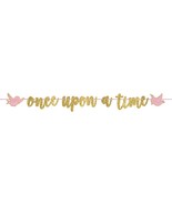 Disney Princess Once Upon A Time Gold Glitter Hanging Banner Birthday De... - €5,40 EUR