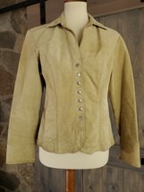 Live A Little Tan Leather Suede Button Up Lined Jacket Size M - £23.55 GBP