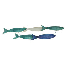 Zeckos Coastal Blue Metal School of Fish Wall Sculpture - £28.73 GBP