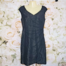 Adrianna Papell Petite Women&#39;s Dress Black Silver Size 6P Sheath Mesh Ov... - $29.95