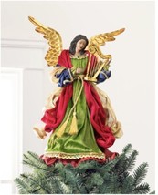 Burgundy Gilded Black Angel Christmas Tree Topper Decor Handcrafted (14”x12”x6”) - £213.33 GBP