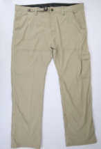 Prana Pants Men 40x32 Khaki Stretch Zion II Hiking Belted Cargo Roll Up Hem - £25.66 GBP