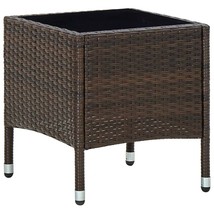 Outdoor Garden Patio Balcony Poly Rattan Side Coffee Tea Table With Glass Top  - £50.30 GBP+