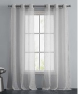 Juicy Couture Home MC Marnie Crushed Sheer 38X96&quot; Pair Gray Curtain Panels - £21.32 GBP
