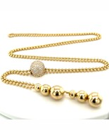 18K Yellow Gold Ball Chain Lariat Necklace w/ 1 CT Diamonds Accents 35” - $72,953.35 MXN