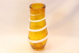  Vase Large Gold Wrapped White Spiral 12&quot;  2008  Blenko - $73.49