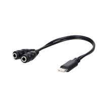 Type-C Male to Dual 3.5mm Female Headphone Adapter Cable 3.5mm AUX Audio... - $5.81