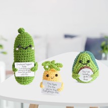 3PCS Handmade Emotional Support Pickled Cucumber Gift Cute Cucumber Knit... - £29.28 GBP