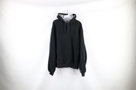 Vintage Champion Mens Size Large Faded Blank Hoodie Sweatshirt Black - $59.35