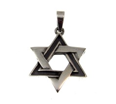 Two-Tone Solid 925 Sterling Silver Jewish/Hebrew Star of David Hexagon Pendant - £18.21 GBP