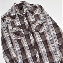 Men&#39;s Pearl Snaps Western Shirt ~ Sz L / Large ~ Helix ~ Vgc ~ Brown Plaid ~ L/S - £12.42 GBP