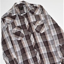 Men&#39;s Pearl Snaps Western Shirt ~ Sz L / Large ~ Helix ~ Vgc ~ Brown Plaid ~ L/S - £11.89 GBP