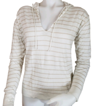 Lafayette 148 Hooded Sweater Womens S Lightweight White Stripe Wool Blend Resort - £30.80 GBP