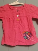 Carter&#39;s Baby Girl 12 M Long Sleeve Shirt Pink Ladybug 1/4 Button  - £1.59 GBP