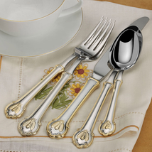 Wallace Napoleon Bee 24Kt Gold Accent 18/10 Stainless Steel 45-Piece Flatware Se - $208.33