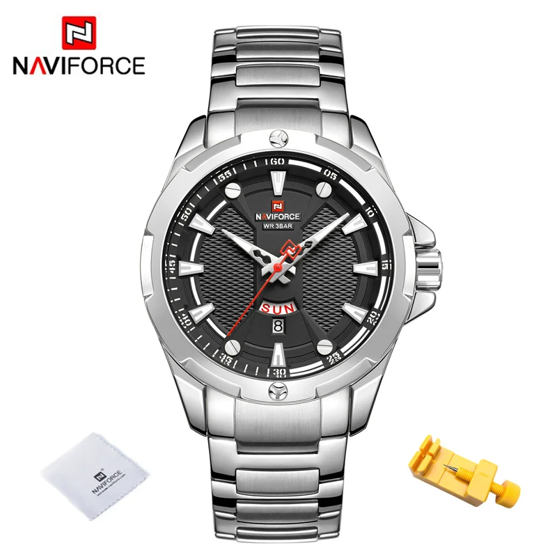 Mens  Top   NAVIFORCE og Watch Men Stainless Steel Waterproof Wristwatch Date  M - £89.16 GBP