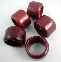 Glazed Wood Napkin Rings set of 5 Cranberry Red Maroon Brick - £7.02 GBP