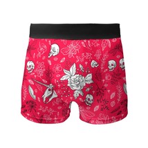 Mondxflaur Boxer Briefs for Men Poylester Stretch Men&#39;s Underwear Red Skull - £11.98 GBP