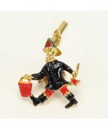 Vintage Gold Tone Firefighter Tie Tack Enamel Fireman w/ Axe &amp; Bucket - $14.69