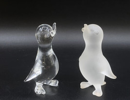 Penguin Pair Clear &amp; Frosted Super Cute Figurines LOT 2 - $15.14