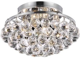 Flush-Mount Ceiling Light CORONA Contemporary 4-Light Chrome Royal-Cut Crystal - £247.00 GBP