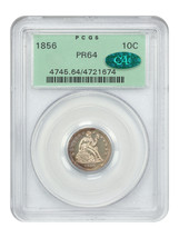 1856 10C PCGS/CAC PR64 (Small Date, OGH) - $6,365.63