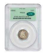 1856 10C PCGS/CAC PR64 (Small Date, OGH) - £5,005.65 GBP