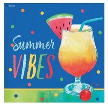 Summer Vibes! Cocktail 16 Ct Beverage Napkins Happy Hour - £3.48 GBP