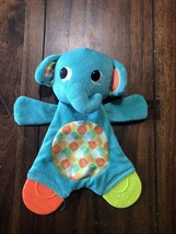Bright Starts Aqua Turquoise Blue Elephant Teether Lovey Security Blanket Toy - $4.94