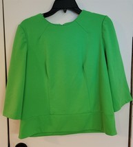 Womens M Liz Claiborne Bright Green Zip Back Business Casual Shirt Top B... - $18.81