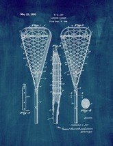 Lacrosse Racquet Patent Print - Midnight Blue - $7.95+