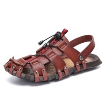 New Casual Men Soft Sandals Comfortable Men Summer Leather Sandals Men Roman Sum - £39.21 GBP